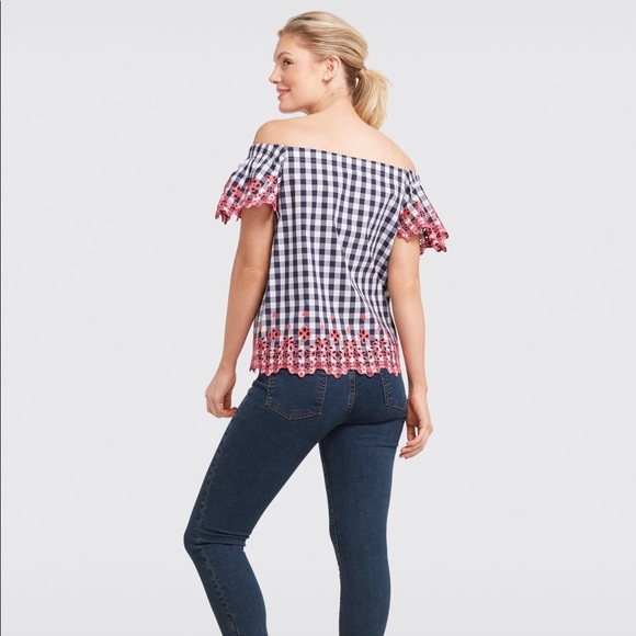 Draper James Dolly Check Eyelet Top 💕 - Picture 3 of 6